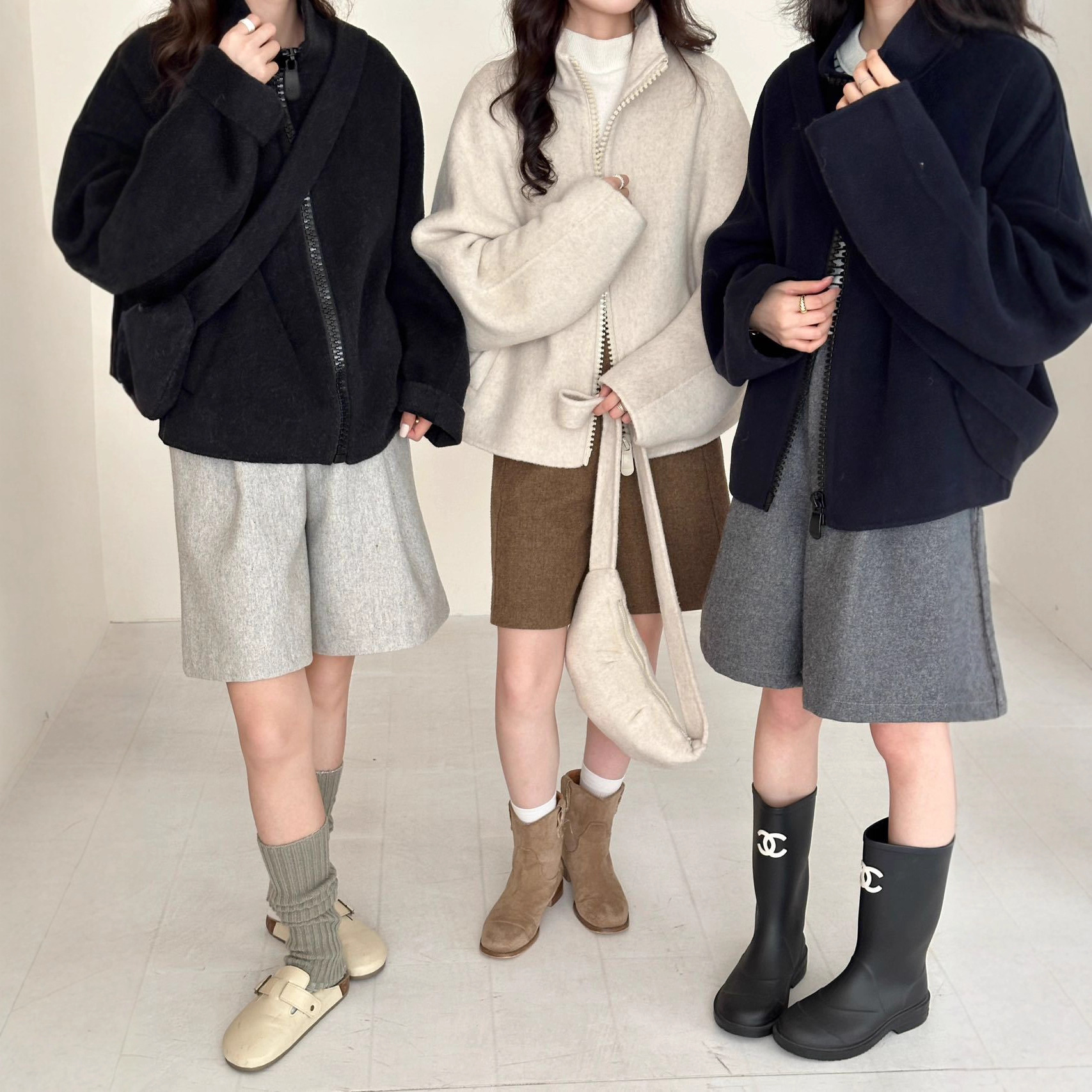 Casual Loose Short Double-Sided Wool Outwear for Women 2025 New Korean Style Preppy Style Woolen Outwear for Small People