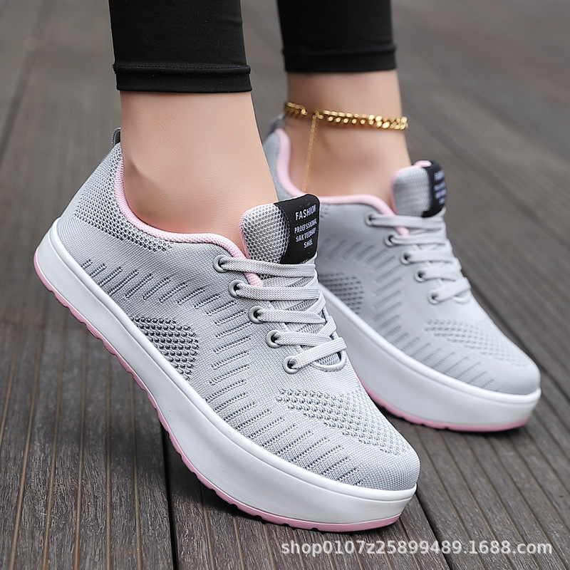 Mesh Fitness Shoes with Negative Heel, High Front and Low Back, Mesh Shoes for Women, Fitness Shoes, Non-Normal Shoes