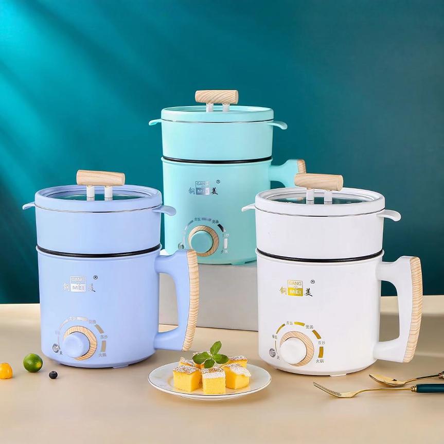 강메이 조정 가능한 온도 제어 전기 밥솥 국수 냄비 통합 학생 기숙사 절연 전기 밥솥 다기능 전기 컵