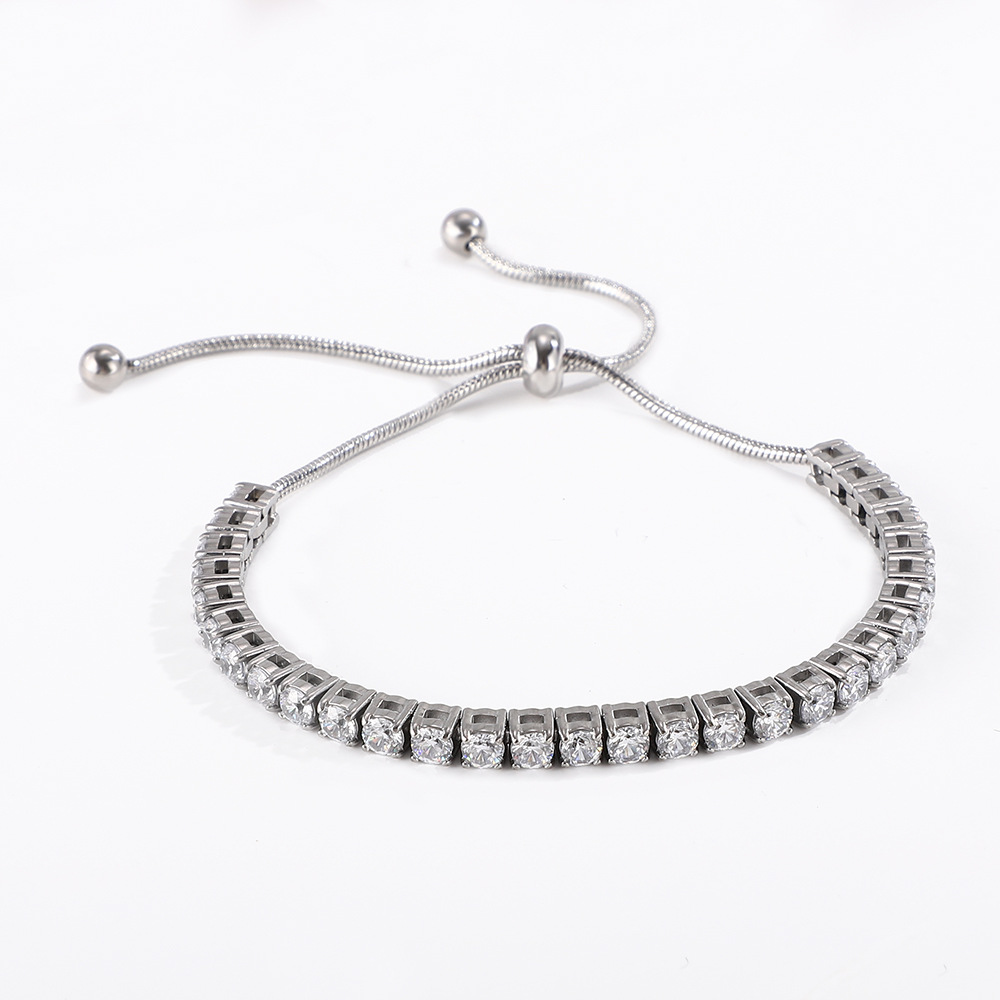 11g Weight Zircon Inlay Material Bracelets Classification Titanium Steel Chain Material 1 Piece Quantity Daily Occasion Titanium Steel Material Geometric Pattern Unisex Gender Inlay Design Shiny Style Shiny Geometric Titanium Steel Zircon Bracelets In Bulk 8