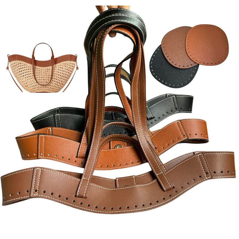 Large Size Exquisite Curved P-Shaped Handmade Leather Bag with DIY Crochet Main Bag Base and Shoulder/Handheld Accessories Large Size Exquisite Curved P-Shaped Handmade Leather Bag with DIY Crochet Main Bag Base and Shoulder/Handheld Accessories