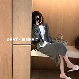 卫衣套装裙女2023秋冬新款连帽开衫长袖外套高腰半身裙时尚两件套
