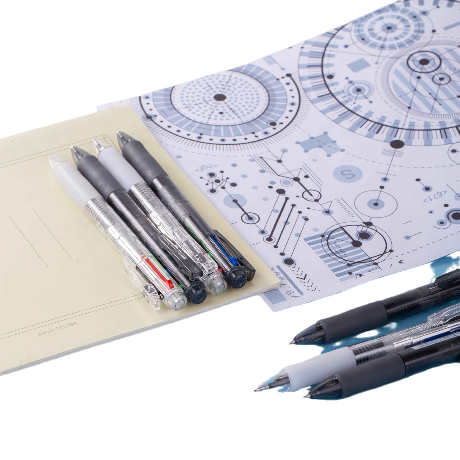 Papelería S313 bolígrafo de cuatro colores de 0,7 mm bolígrafo de plástico de color para estudiantes de oficina