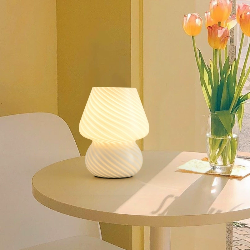 Glass Table Lamp, creative bedside night light, warm ambient LED, small & large sizes