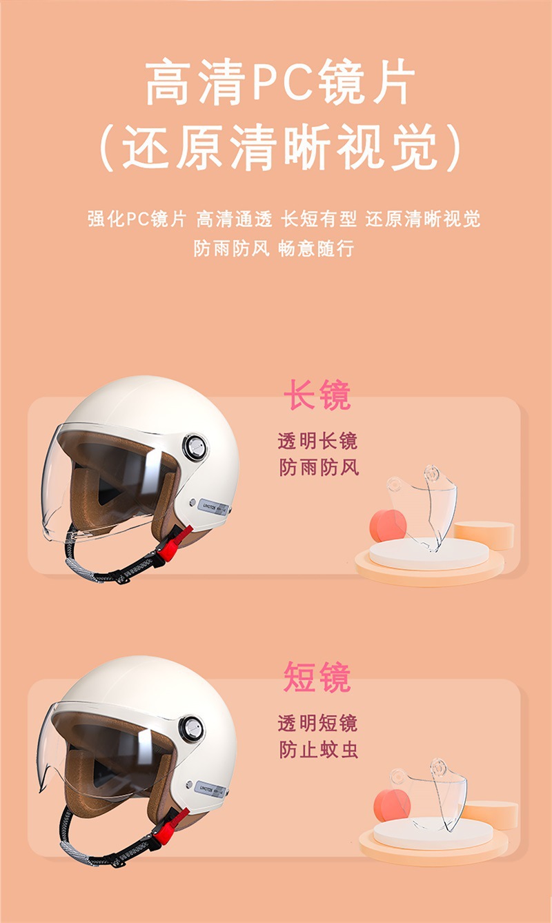 3C Certified New National Standard Electric Vehicle Motorcycle Summer Transparent Electric Scooter Half Helmet Men's All-Season Safety Helmet