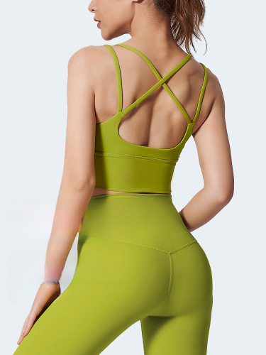 Soft and chewy elastic yoga crossover fitness top anti-shock quick-drying underwire-free yoga bra
