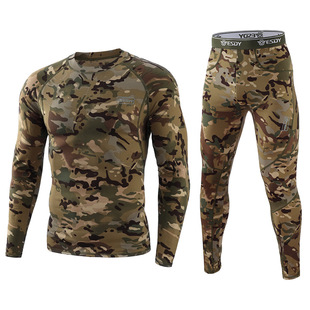Outdoor Sports Thermal Underwear Men's Cycling Clothing Fleece Camouflage Sports suit Fitness Clothing A152