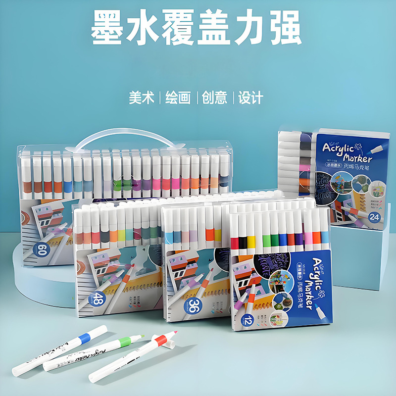 Acrylic marker pen 12/24/36/48/60 suit art painting DIY graffiti brush water mark color pen