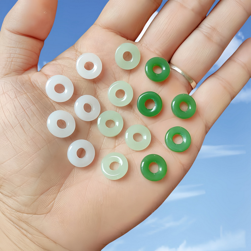 12mm仿玉平安扣手工DIY古风汉服装辅料手链红绳串珠配 件琉璃散珠