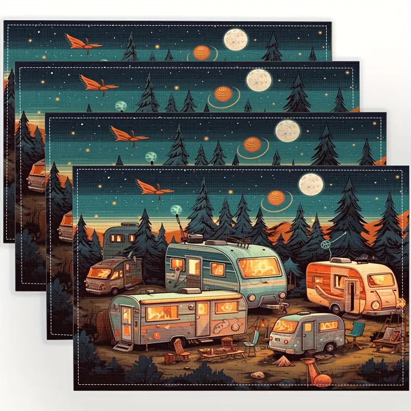 Transfronterizos lino almohadilla de mesa Aliexpress TEMU Amazon almohadilla de mesa cuadrada búfalo rojo almohadilla de Navidad Día de la Independencia