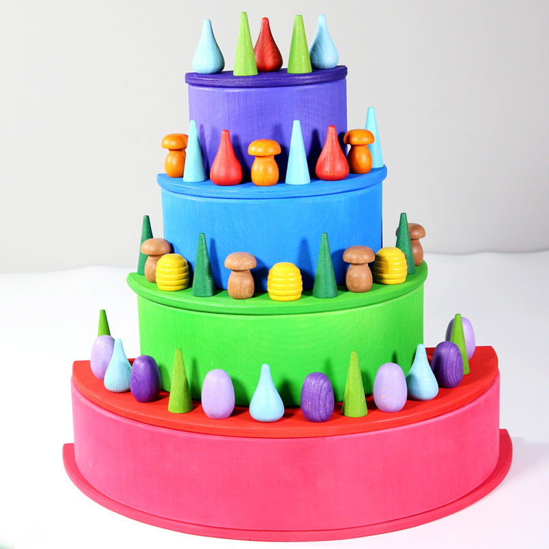 Rompecabezas de iluminación, una variedad de madera, grandes bloques de construcción de arco iris arqueados de 12 colores, juguetes de educación temprana para niños