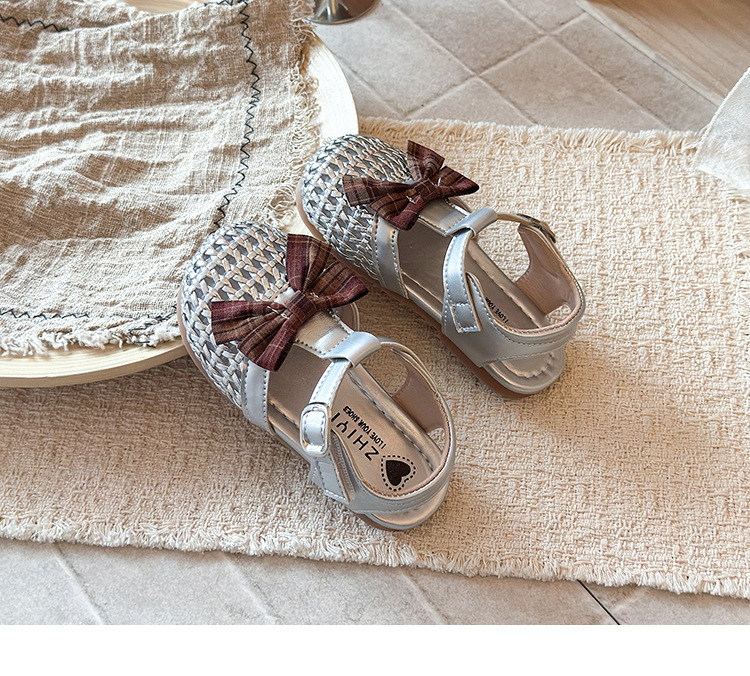 Korean Style Bow Tie Baby Sandals Closed Toe Soft Soled Toddler_voghion.com
