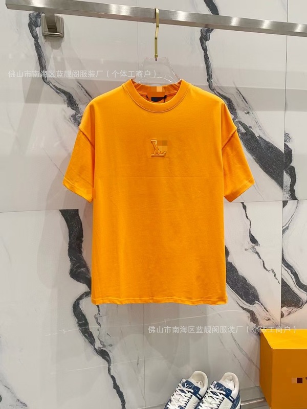 跨境奢潮驴家高品质L满印字母短袖潮牌外贸经典款圆领男女宽松T恤|undefined