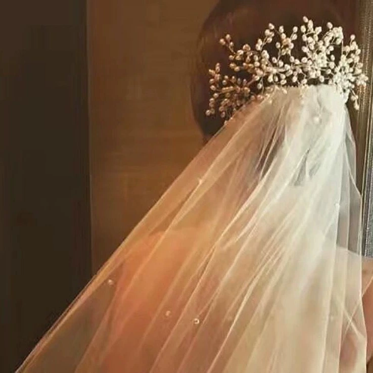 Набор свадебных заколок для волос, handmade ivory pearls на серебряной медной проволоке — гребень + 2 шпильки, золото/серебро