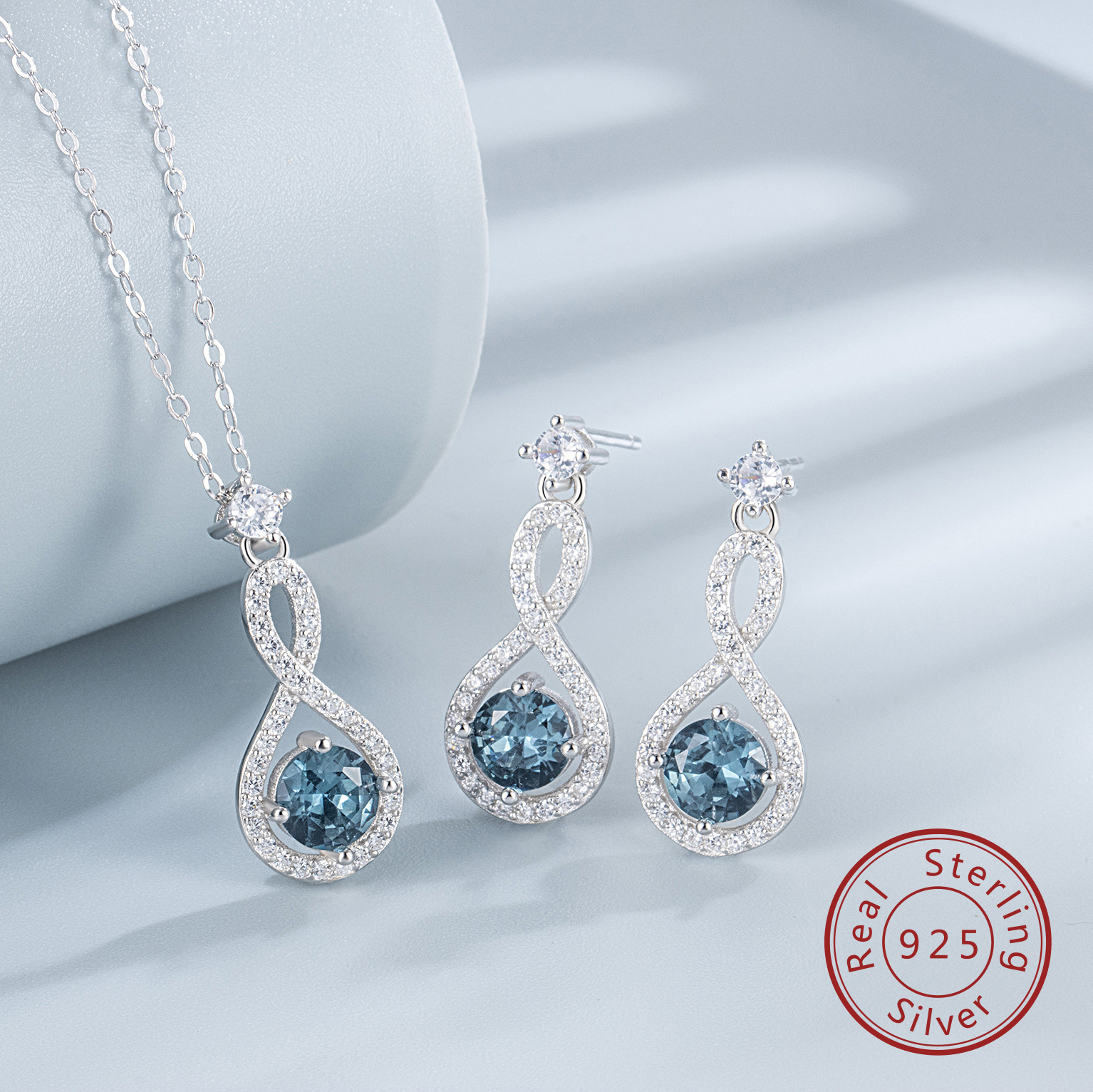 4g Weight Silver Jewelry Stud Earrings Sterling Silver 925 Infinite Symbol Number 8 Necklace Style Jewelry