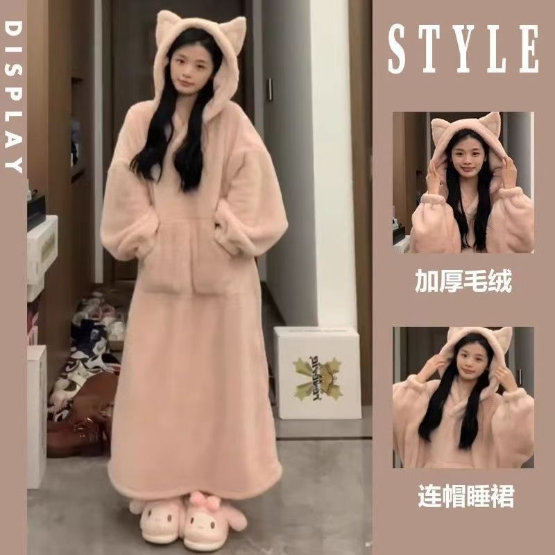 蜡笔小新珊瑚绒睡衣冬季女2025年新款可爱卡通睡袍可外穿家居服|undefined
