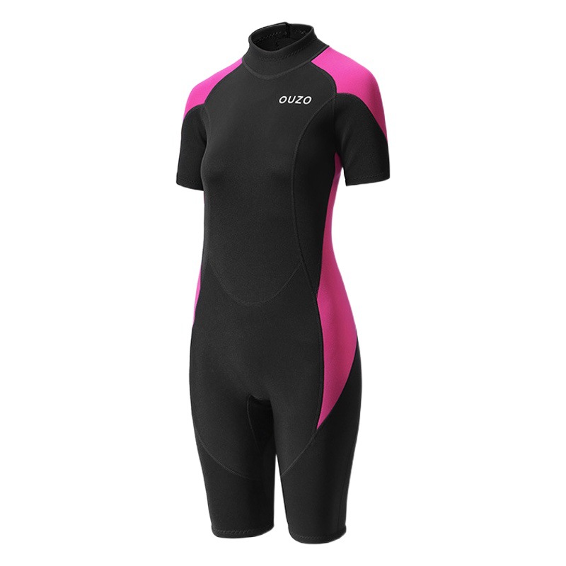 Traje de buceo de una pieza OUZO de 1.5mm para mujer, manga corta, protección solar y cálido, para surf y snorkel, traje de buceo engrosado para buceo libre