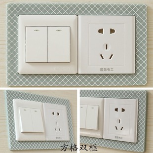 Cartoon luminous switch sticker double frame bedroom switch decorative sticker wall sticker switch protective cover