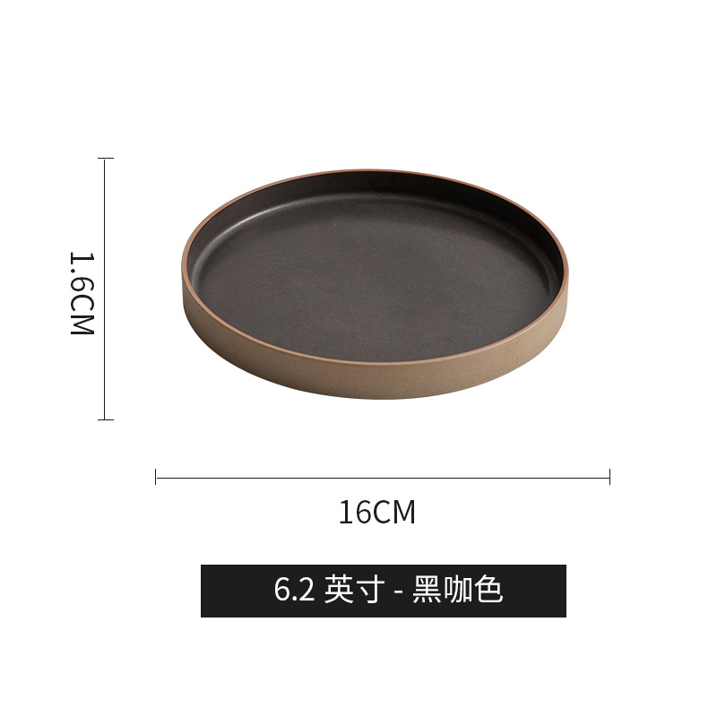 Conjunto de platos retro redondos japoneses, platos de comida occidental de lujo nórdico, plato de carne de cerámica, plato de pasta simple