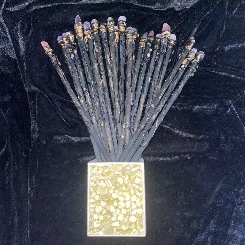 FHSJP 天然水晶魔法棒单尖白水晶权杖 草莓晶粉水晶棒Wicca仪式道具 魔法 图 2
