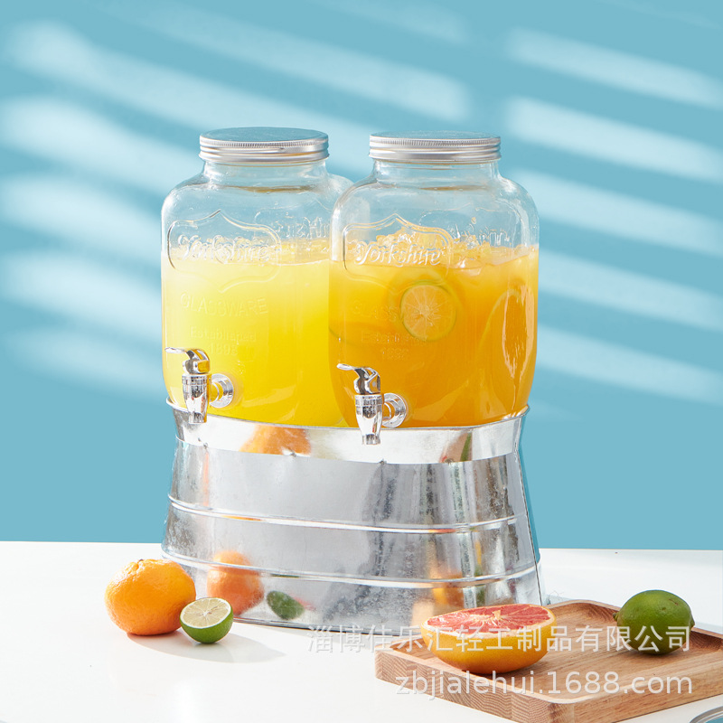 Frasco de vidrio con grifo Cola cubo fruta té jugo cóctel tarro vino barril enzima hervidor frío gran capacidad hogar