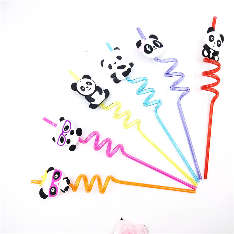 Cross-border PVC bar fiesta paja al por mayor forma creativa paja niños dibujos animados saludable juguete de paja de plástico