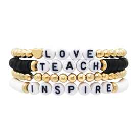 新品亚马逊love teach字母爱心金珠串珠手串个性潮流手链节日礼物