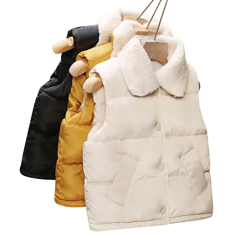 Chaleco de algodón para niños con forro polar para niños y niñas Chaleco de ropa exterior para niños mediano y grandes chaleco protector para niños Otoño e Invierno Nuevo