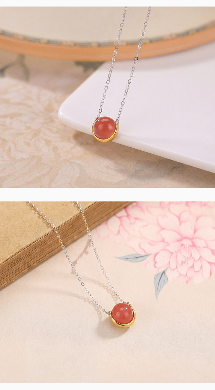 Mặt dây chuyền bạc S925 đính ngọc bích Hotan – Jasper Thanh Đảo – Mã não đỏ kiểu Trung Quốc — Dây xích - Chain chi tiết 6