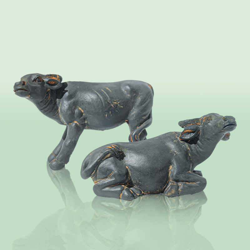 Simulación de decoración de maceta de búfalo decoración de escritorio accesorios de bonsai resina creativa vista al por mayor ternero