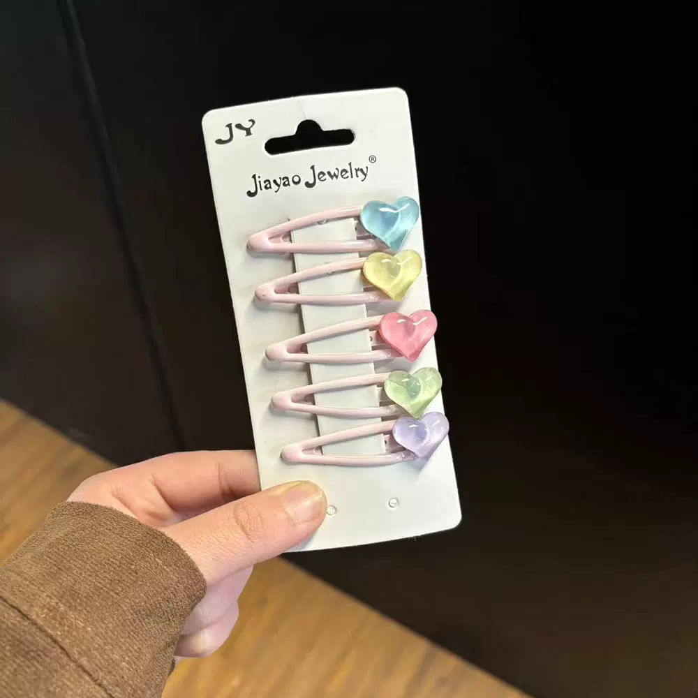 跨境多巴胺透明爱心儿童刘海碎发bb夹彩色发夹发饰女童侧边刘海夹