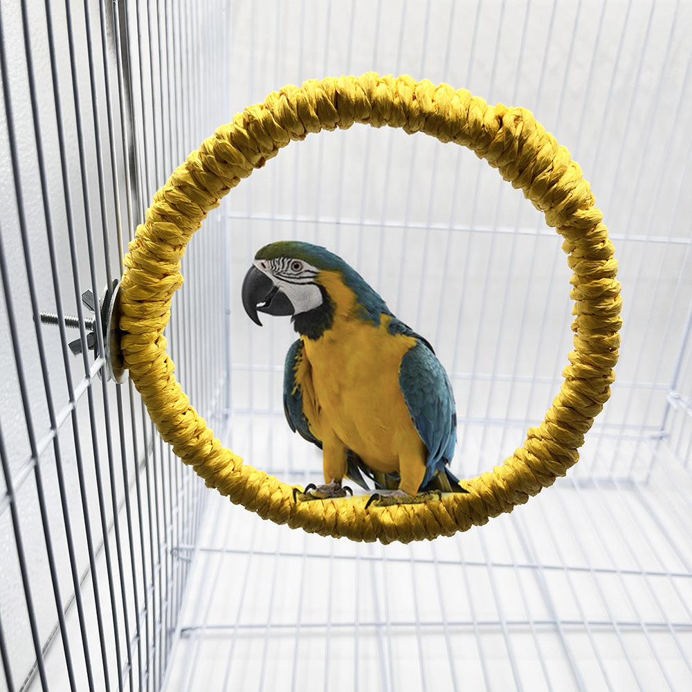 Nuevo producto transfronterizo anillo de pájaro soporte de estación cuerda de papel anillo juguete de pájaro loro hábitat de aves estación de boca de molino poste accesorios de jaula de pájaro
