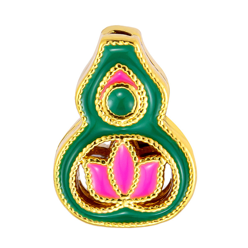 Antiguo método oro goteando aceite azul quemado colgante cuentas Dios de la riqueza atrapador de sueños flor cuentas de tambor accesorios de bricolaje joyería de transferencia