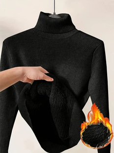 European and American cross-border Amazon plus velvet thickened turtleneck sweater for women's temperament inner wear warm pullover integrated mink knitted