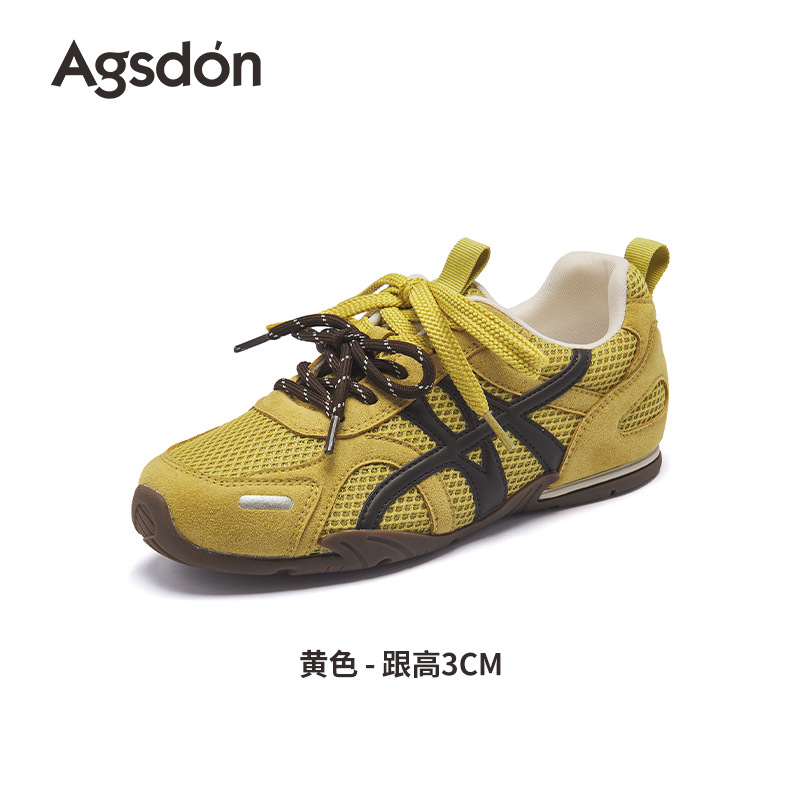 Augustion Yellow Alemania Training Shoes Mujer Verano 2025 Nuevo Ballet de malla Zapatillas deportivas de ocio de carreras de suela fina