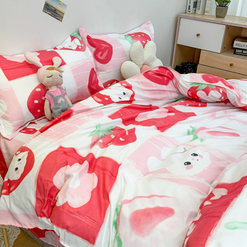 New Aloe Cotton Four-Piece Bedding Set (Sheet and Comforter) Manufacturer Wholesale and Distribution Cartoon Girl Heart Set