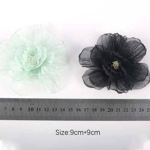 Burnt edge fabric flowers organza flowers diy handmade hair accessories three-dimensional flower accessories clothing flower accessories