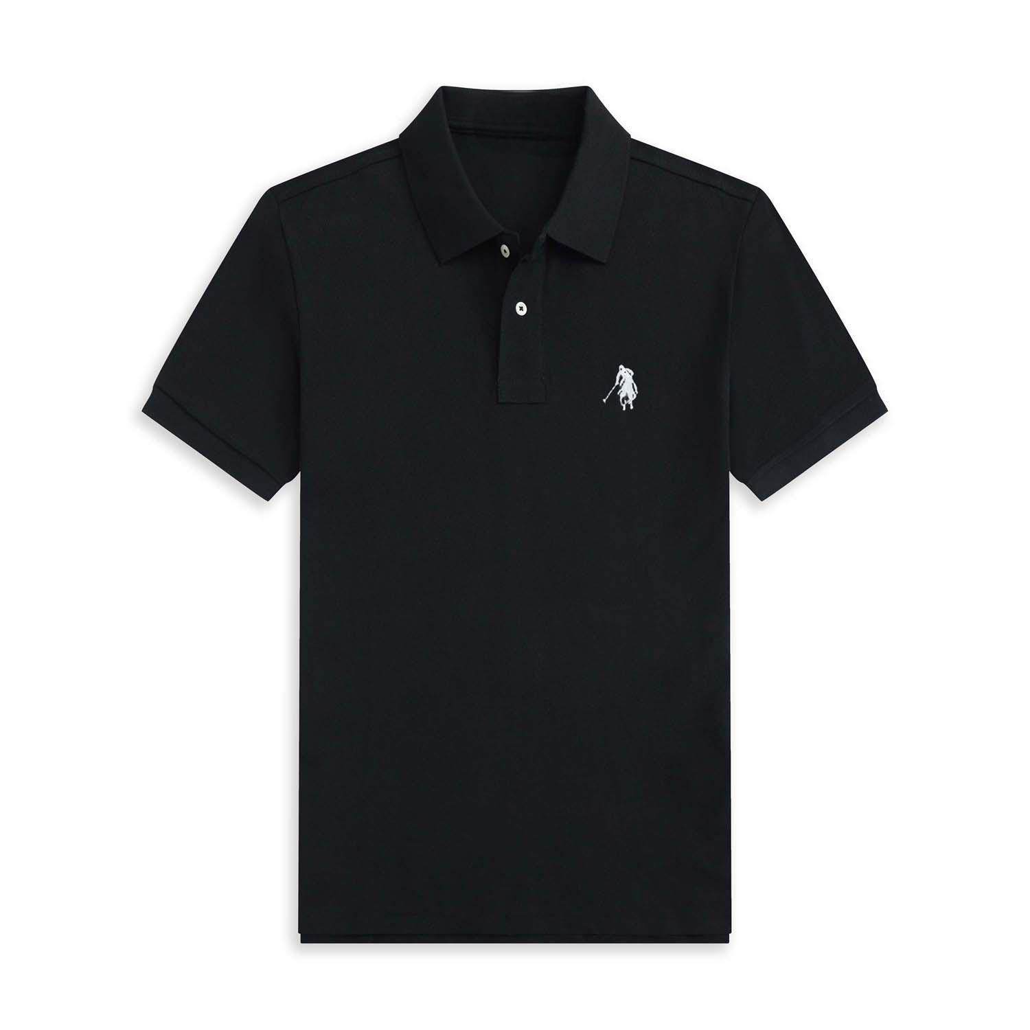 Foreign Trade Polo Shirt Summer Men's Casual Lapel plus size Loose Solid Color Cotton Embroidered Short-sleeved T-shirt