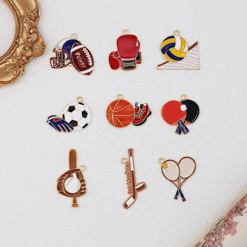 漫画スポーツシリーズ合金ジュエリーアクセサリー DIY バスケットボールサッカーラグビー野球イヤリングペンダントキーホルダー|undefined
