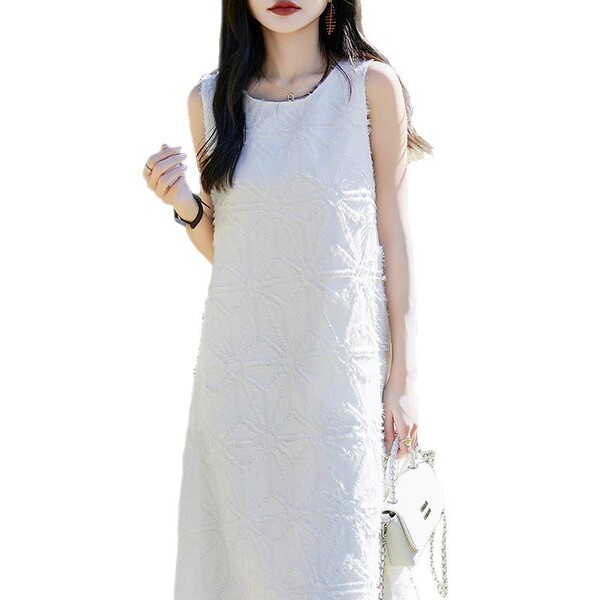 Summer elite three dimensional dress sleevless with a round collar