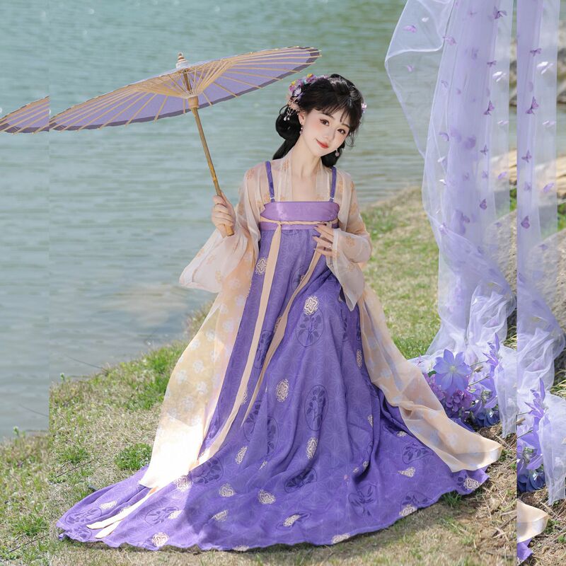 Hanfu Women's Adult Restoration Style Chest-Length Ruffled Skirt Fairy Suit Spring and Summer