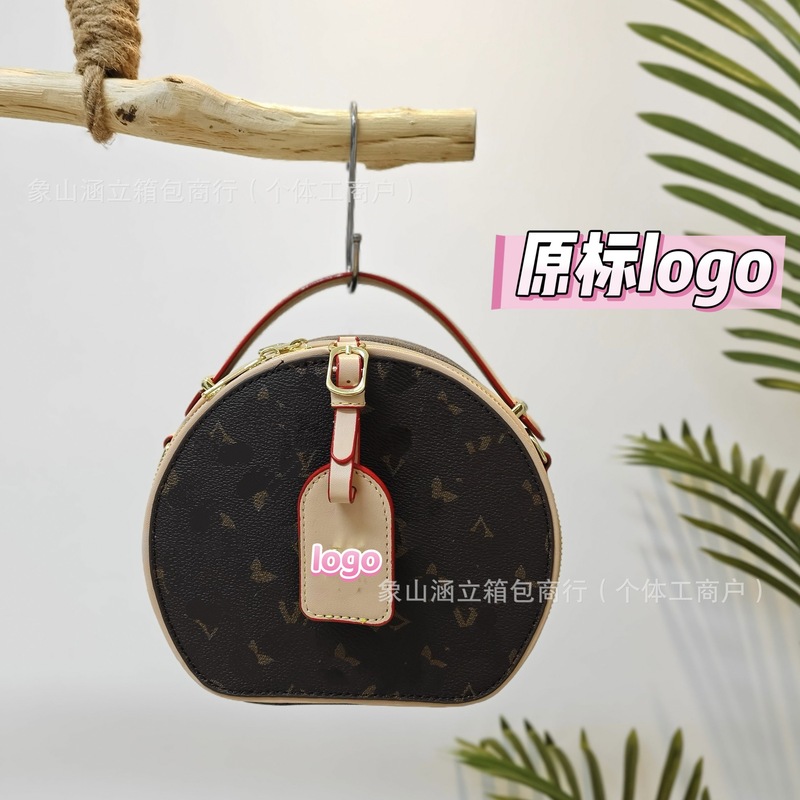 2025新款老花圆饼女包手提斜挎包欧美流行圆形单肩包零钱小包批发|undefined