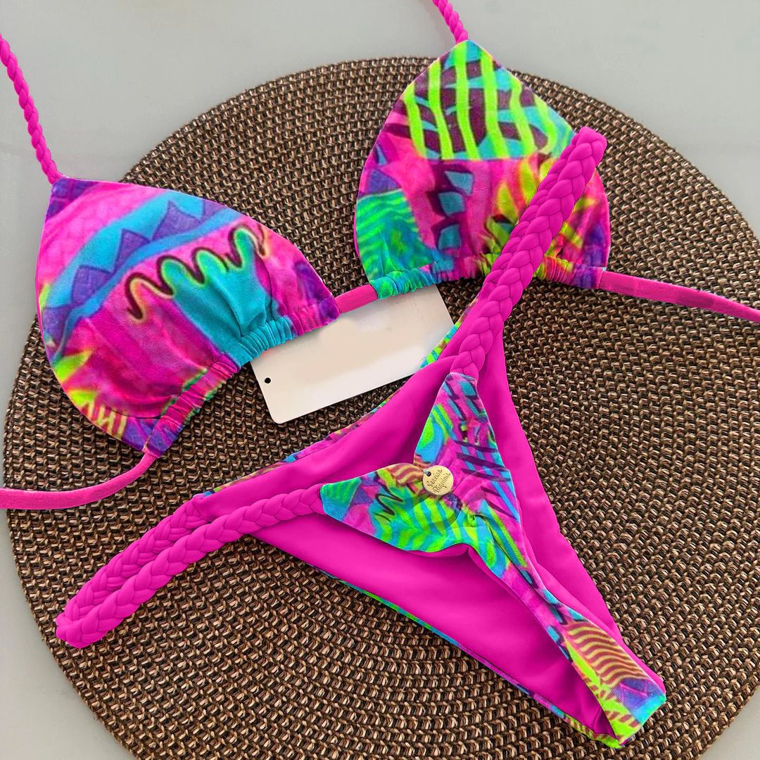 2 Pieces Set Quantity Women's Stripe Flower Leopard 2 Pieces Set Bikinis Swimwear