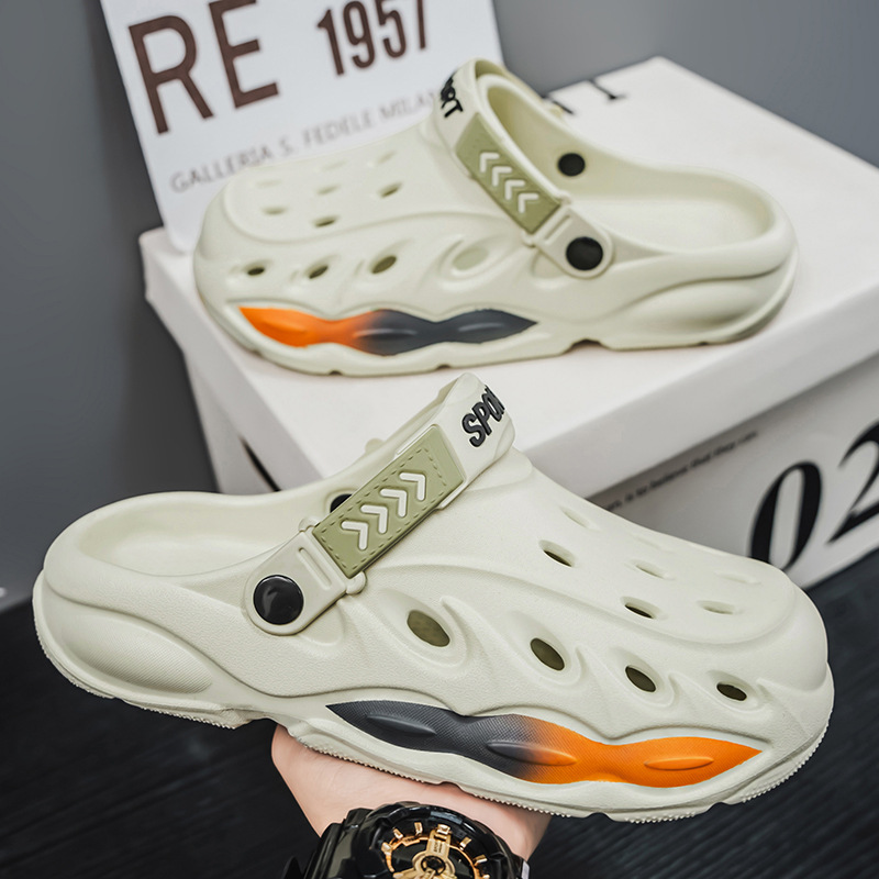 Zapatos con agujeros para hombres verano nuevo estilo al aire libre zapatos antideslizantes de suela gruesa EVA sandalias de playa casuales zapatos de jardín de moda