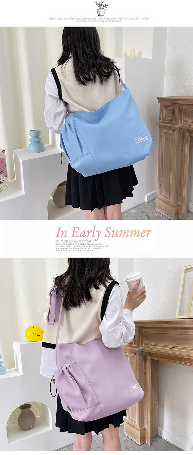 Spring and summer women's bags, ins-style, niche design sense canvas bags, drawstring single-shoulder bags, crossbody bags, college student class bags Item Picture