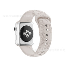 适用苹果apple watch ultra 1-8代硅胶表带激光镭雕卡通压花表带