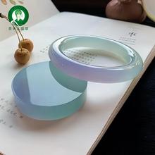 贵夫人翡翠紫罗兰春带彩翡翠手镯镯芯缅甸老坑天然冰种正品玉镯子