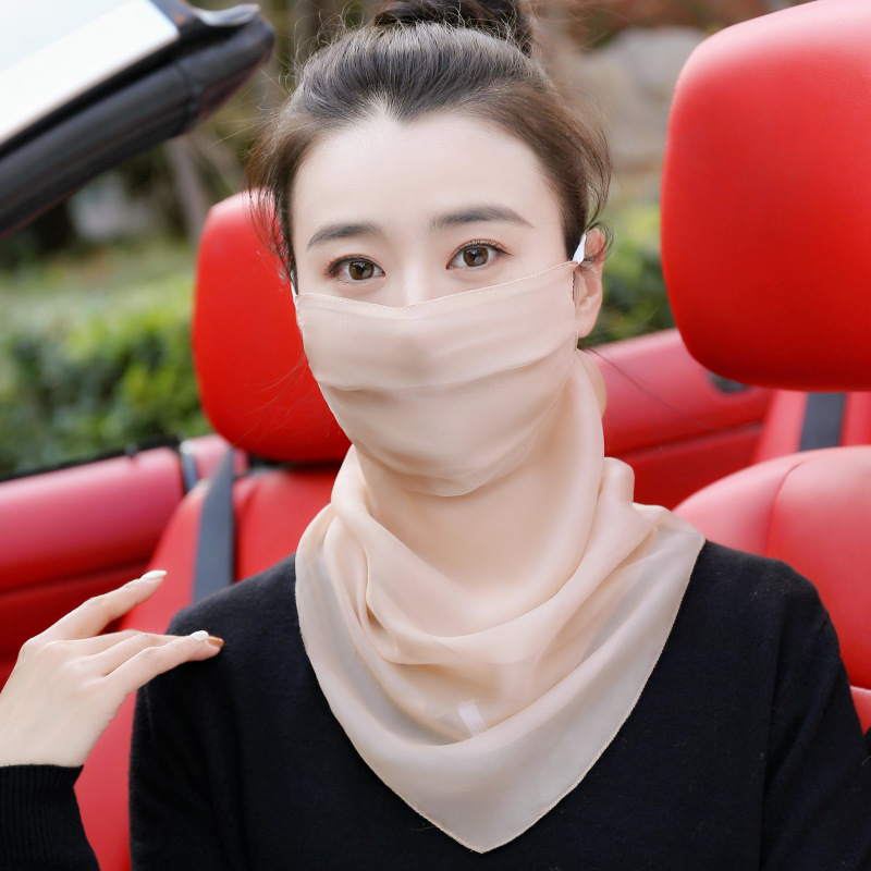 Sunshade Veil, Silk Mask, Neck Protector, Summer Thin Sunshade Mulberry Silk Fashionable Breathable Scarf, Women's Gauze Scarf