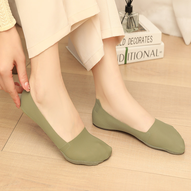 Calcetines invisibles transpirables sin costuras de seda de hielo de nylon absorbente de sudor Calcetines Bajos Calcetines de primavera y verano de algodón puro