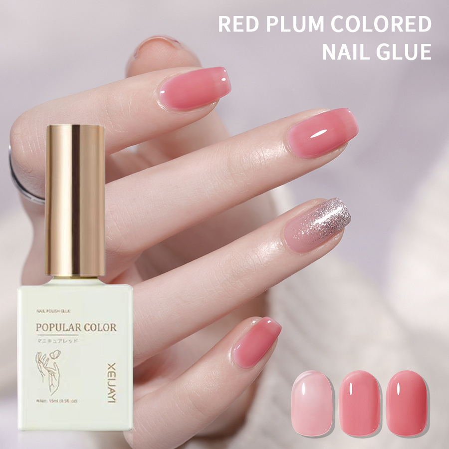 New white nail polish glue Red Ice transparent nail polish shop special long-lasting firm Nail Polish glue suit
